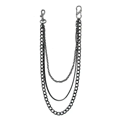 Black 3 Chain Layered Wallet Chain