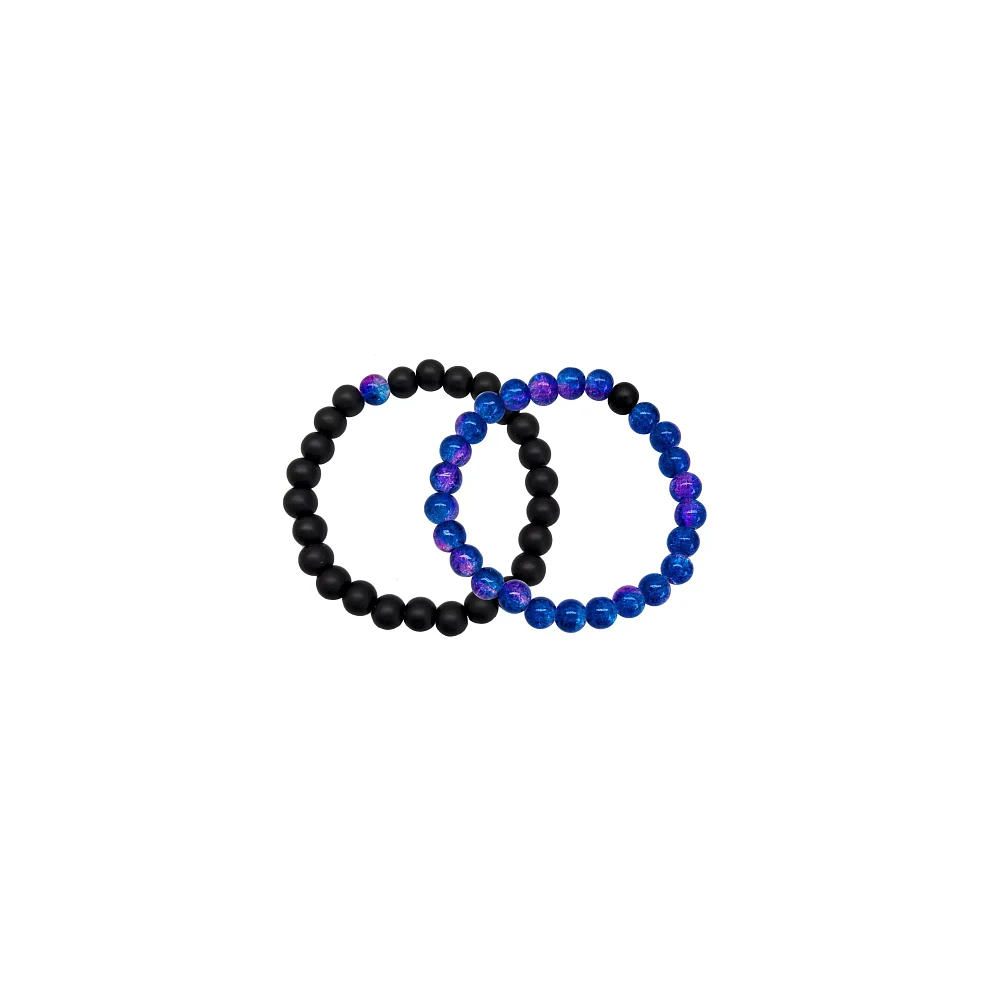 Purple and Black Long Distance Beaded Bracelets - 2 Pack