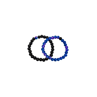 Purple and Black Long Distance Beaded Bracelets - 2 Pack