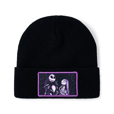 Jack and Sally Purple Patch Cuff Beanie Hat - The Nightmare Before Christmas