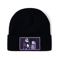 Jack and Sally Purple Patch Cuff Beanie Hat - The Nightmare Before Christmas
