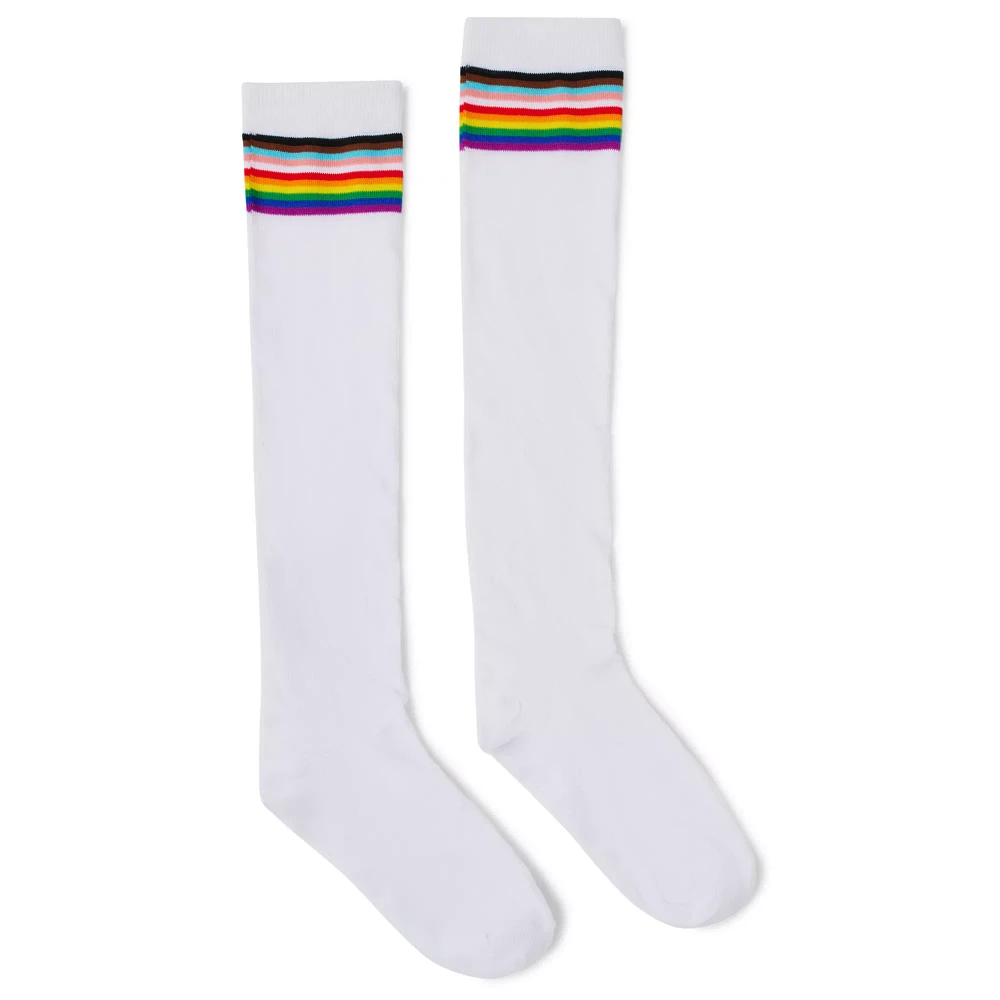 Progressive Rainbow Pride Flag Knee High Socks