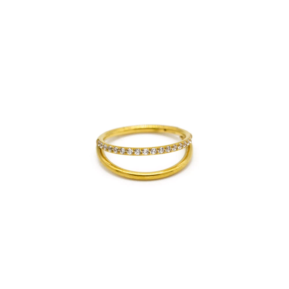 CZ Double Hoop Goldtone Septum Clicker - 18 Gauge
