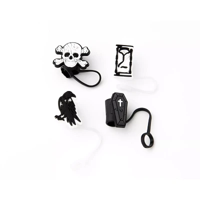 Black Gothic Travel Tumbler Straw Toppers - 4 Pack