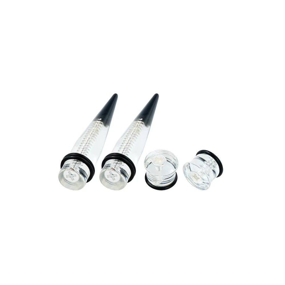 Gray Acrylic Nail Tapers and Plugs - 2 Pair
