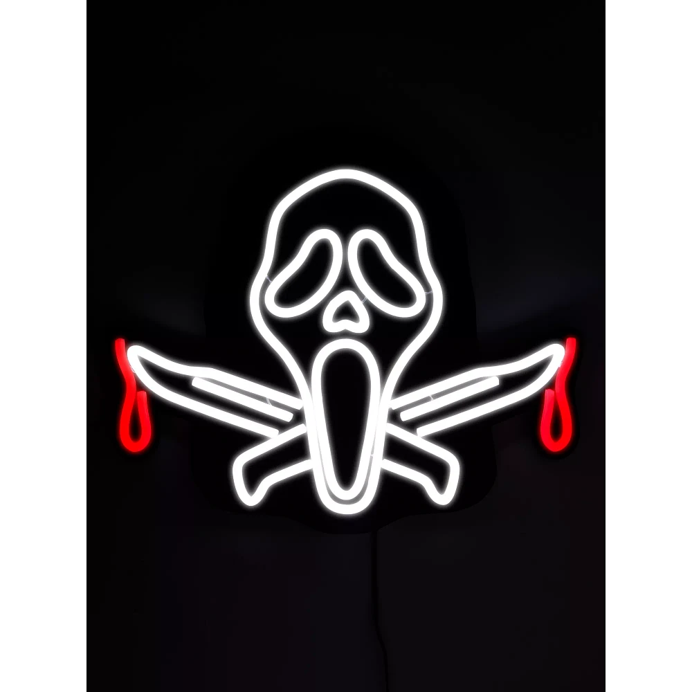 Ghost Face Neon LED Light-Up Sign