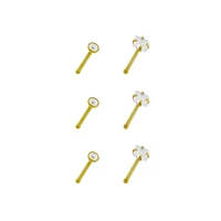 Multi-Pack CZ Square Gold Plated Nose Pins 6 Pack - 20 Gauge