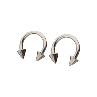 Spike Horseshoe Silver-Tone Rings - 2 Pack
