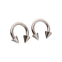 Spike Horseshoe Silver-Tone Rings - 2 Pack