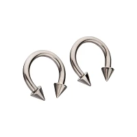 Spike Horseshoe Silver-Tone Rings - 2 Pack