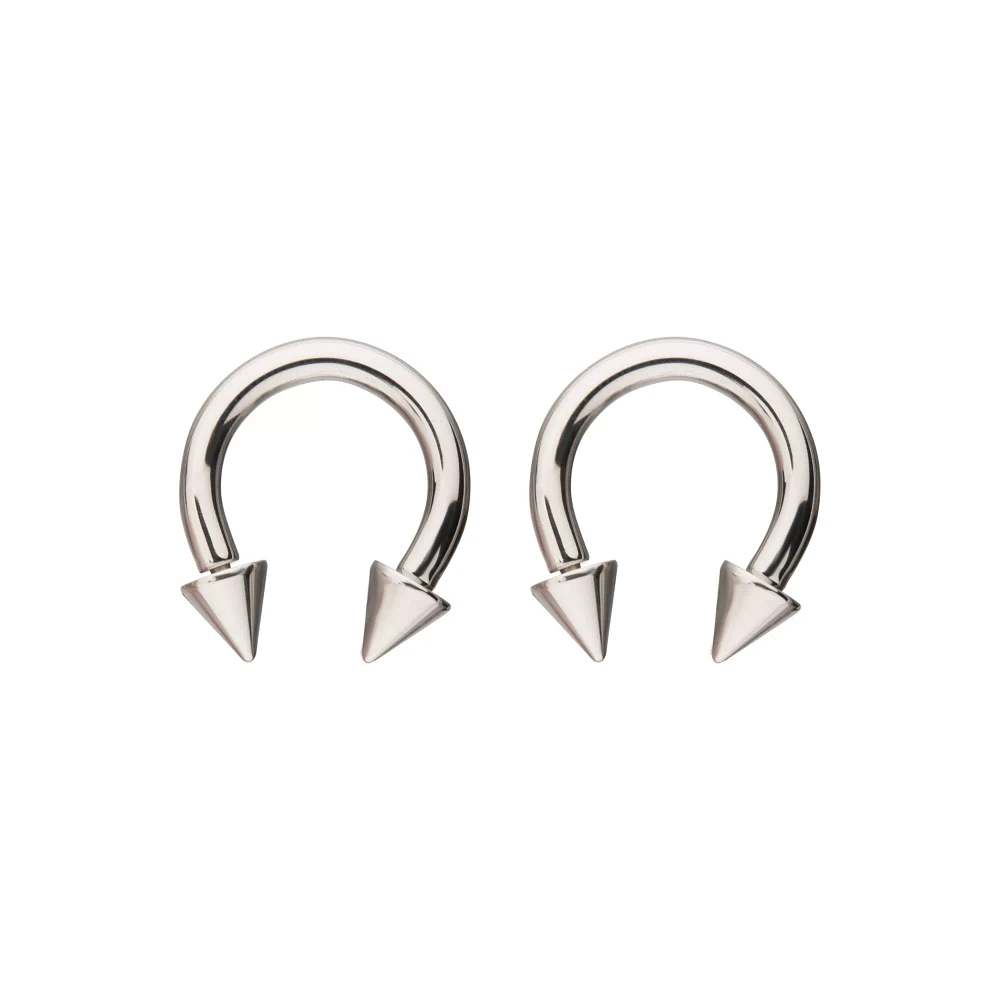 Spike Horseshoe Silver-Tone Rings - 2 Pack
