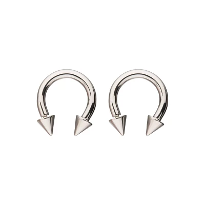 Spike Horseshoe Silver-Tone Rings - 2 Pack