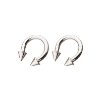 Spike Horseshoe Silver-Tone Rings - 2 Pack