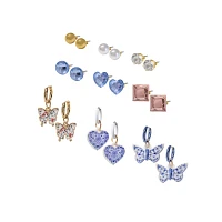 Multi-Pack CZ Grandmacore Stud and Huggie Hoop Earrings - 9 Pair