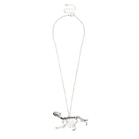 Silvertone Dino Skeleton Necklace