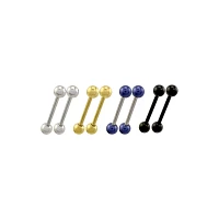 Multi-Pack Silvertone Goldtone Blue and Black Barbells 8 Pack - 14 Gauge