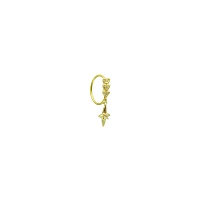 Goldtone Star CZ Dangle Ring - 20 Gauge