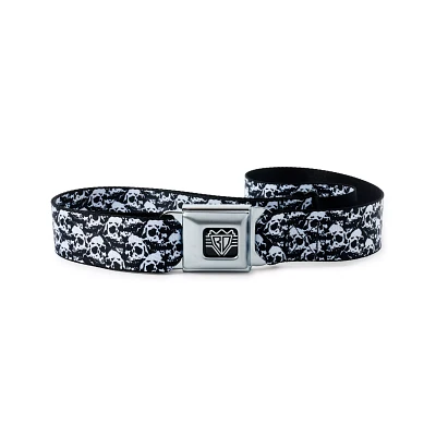 Buckle-Down Black and White Skulls Seatbelt Belt