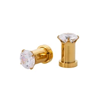 CZ Goldtone Screw Fit Plugs