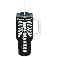 Rhinestone Ribcage Travel Tumbler with Straw - 40 oz.