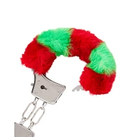 Red and Green Furry Handcuffs