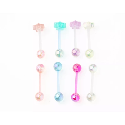 Multi-Pack Pastel Star Straight Barbells 8 Pack - 14 Gauge