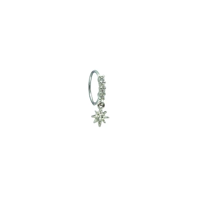 CZ Starburst Dangle Hoop Nose Ring - 20 Gauge