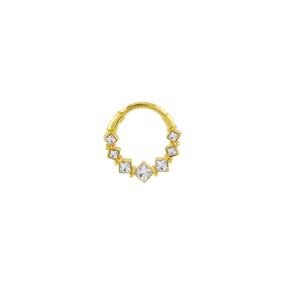 Gold-Plated CZ Diamond Hinged Septum Ring - 16 Gauge