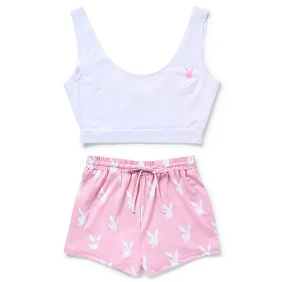 Playboy Bunny Pink and White Tank Top Shorts Set