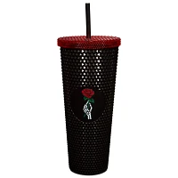 Black Rose Skeleton Textured Cup with Straw - 20 oz.