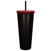 Black Rose Skeleton Textured Cup with Straw - 20 oz.