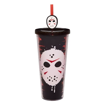 Friday the 13th Jason Mask Cup with Straw Topper - 24 oz.