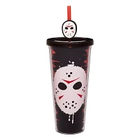 Friday the 13th Jason Mask Cup with Straw Topper - 24 oz.