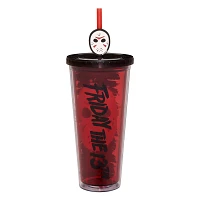 Friday the 13th Jason Mask Cup with Straw Topper - 24 oz.