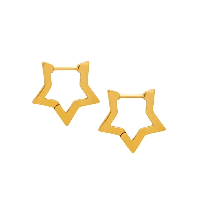 Gold Star Huggie Hoops - 18 Gauge