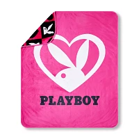 Playboy Bunny Pink Heart Reversible Fleece Blanket