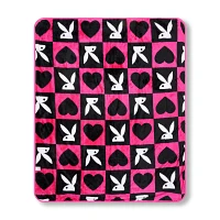 Playboy Bunny Pink Heart Reversible Fleece Blanket