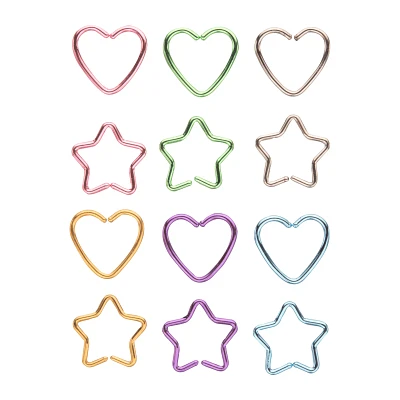 Multi-Pack Rainbow Heart and Star Hoops 12 Pack - 20 Gauge
