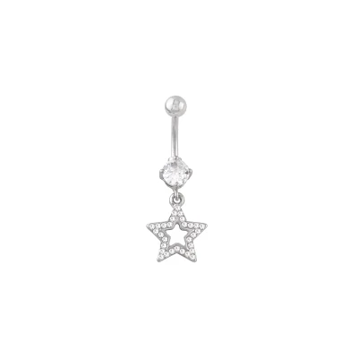 CZ Star Dangle Belly Ring - 14 Gauge