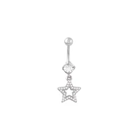 CZ Star Dangle Belly Ring - 14 Gauge
