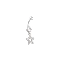 CZ Star Dangle Belly Ring - 14 Gauge