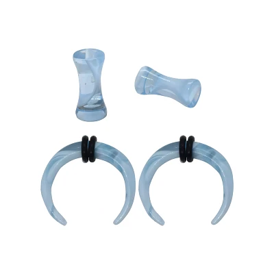 Multi-Pack Light Blue Marble Acrylic Pinchers and Plugs - 2 Pair