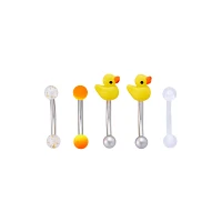 Multi-Pack Rubber Duck Curved Barbells 5 Pack - 16 Gauge
