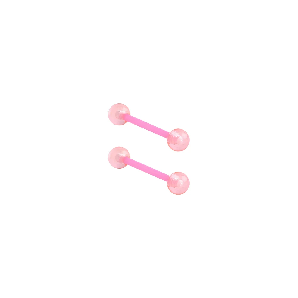 Glow in the Dark Pink Acrylic Bioflex Nipple Barbells