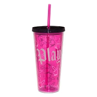 Playboy Bunny Gothic Print Cup with Straw - 20 oz.