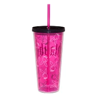 Playboy Bunny Gothic Print Cup with Straw - 20 oz.