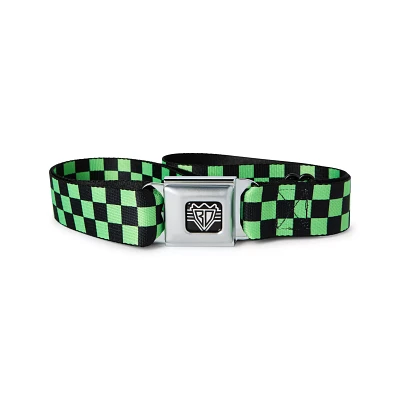 Buckle-Down Neon Green and Black Checkered Seatbelt Belt
