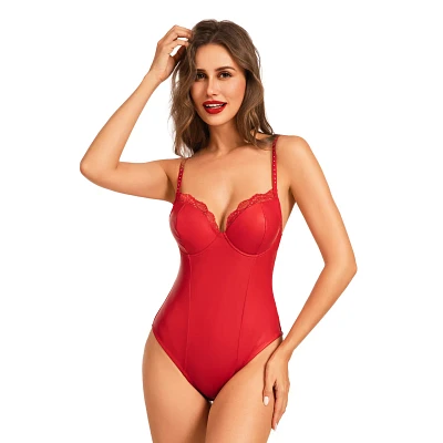 Red Matte Rhinestone Bodysuit