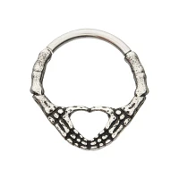 Skeleton Hand Heart Septum Ring - 16 Gauge