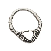 Skeleton Hand Heart Septum Ring - 16 Gauge